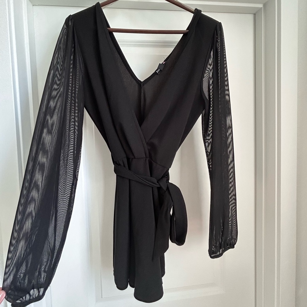 Justify Romper Black Wrap Dress
